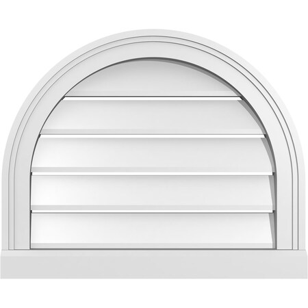 Ekena Millwork Round Top Surface Mount PVC Gable Vent: Functional, w/ 2"W x 2"P Brickmould Sill Frame, 22"W x 18"H GVPRT22X1803SF